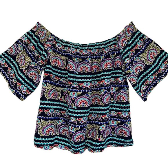 Aqua Romeo & Juliet Embroidered Off Shoulder Top Multi Size M - Picture 5 of 8